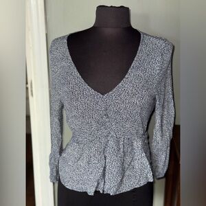 Hollister Black and White Women's Peplum Top